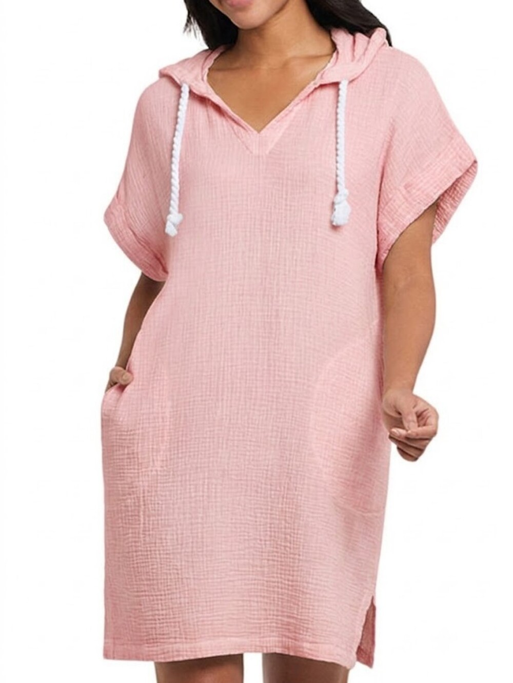 Tribal Gauzy Pink Beach Dress Coverup With Hood Size L